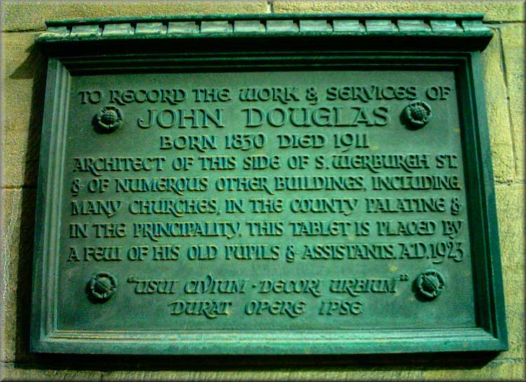 Chestertourist.com - Memorial Plaque to John Douglas St Werburgh Street Chester